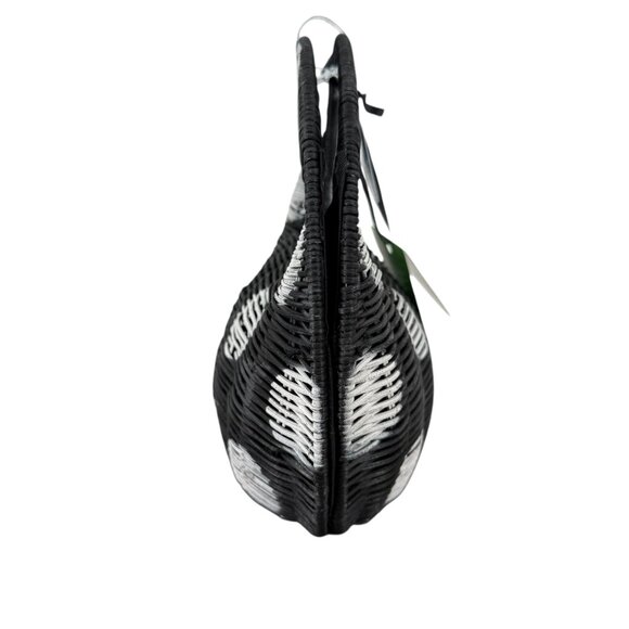Kate Spade New York Target Black White Polka Dot Wicker Crescent Bag Purse NWT